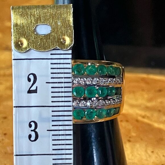 Natural Zambian Emerald Sterling Silver Yellow Gold Vermeil Ring Size 6 - Picture 6 of 8